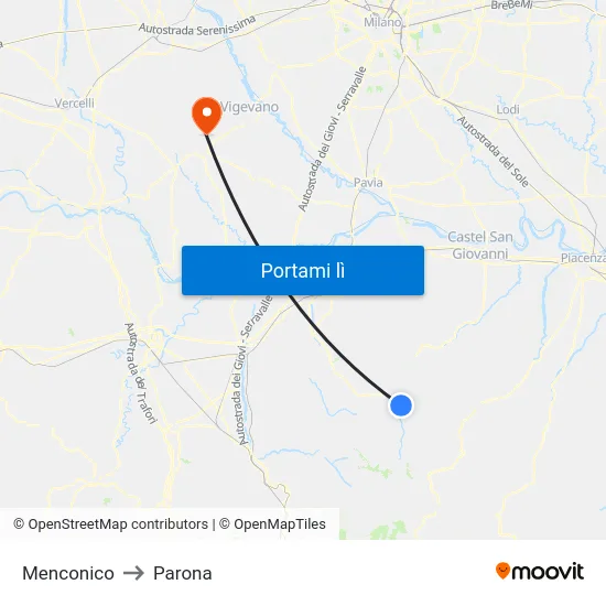 Menconico to Parona map