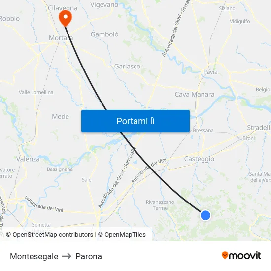 Montesegale to Parona map