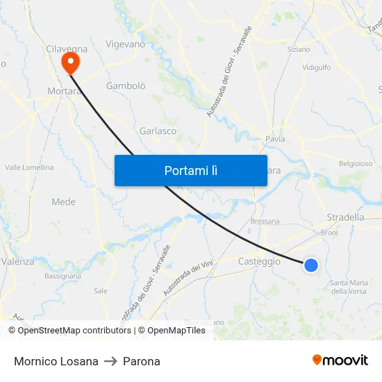 Mornico Losana to Parona map