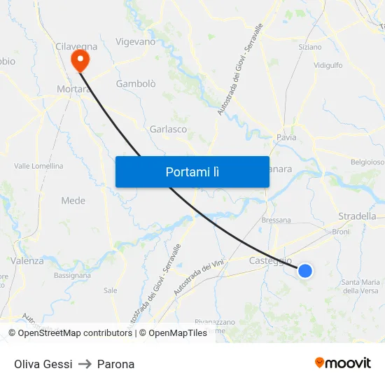 Oliva Gessi to Parona map