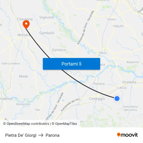 Pietra De' Giorgi to Parona map