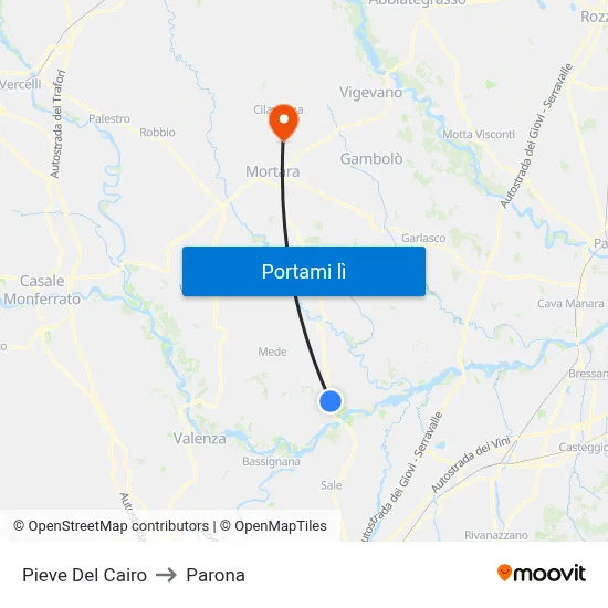 Pieve Del Cairo to Parona map