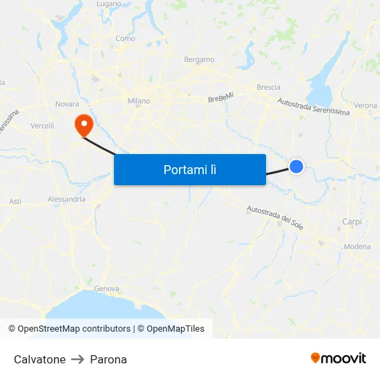 Calvatone to Parona map