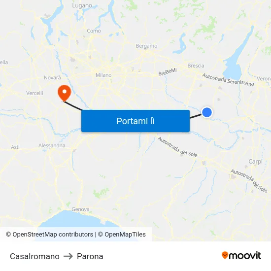 Casalromano to Parona map