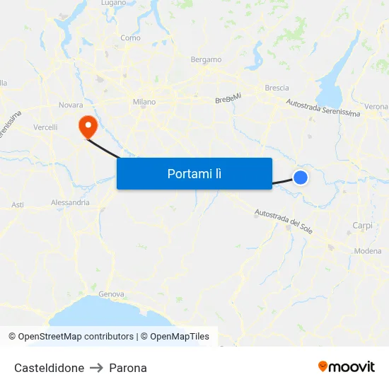 Casteldidone to Parona map