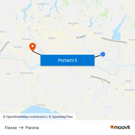 Fiesse to Parona map