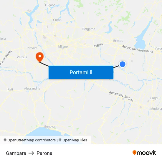 Gambara to Parona map