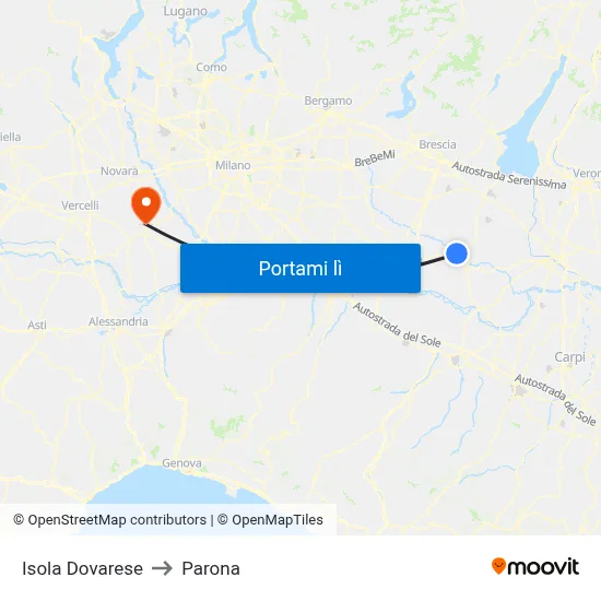 Isola Dovarese to Parona map