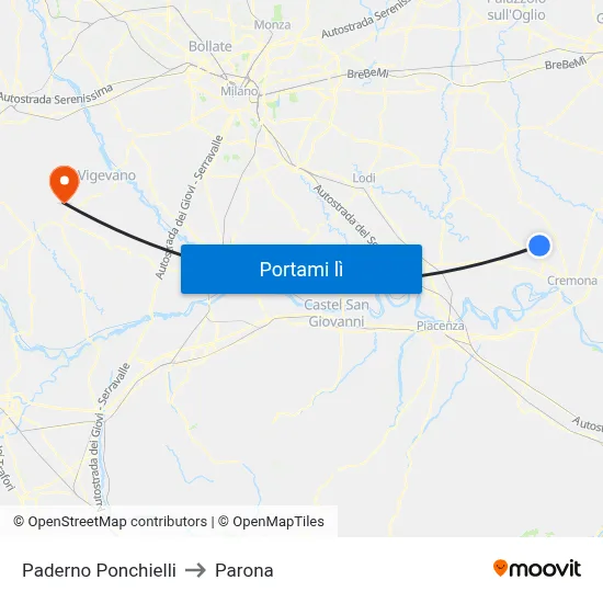 Paderno Ponchielli to Parona map