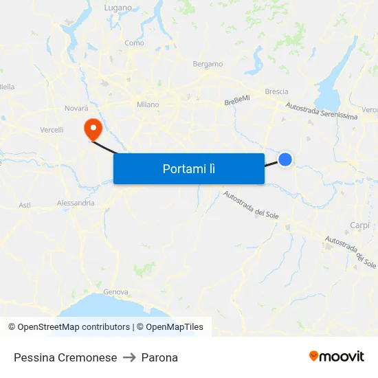Pessina Cremonese to Parona map