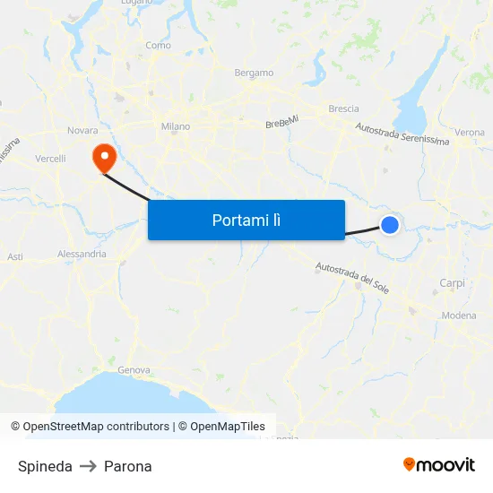 Spineda to Parona map
