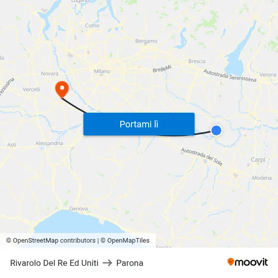 Rivarolo Del Re Ed Uniti to Parona map