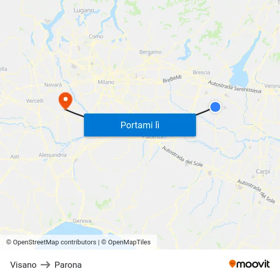 Visano to Parona map