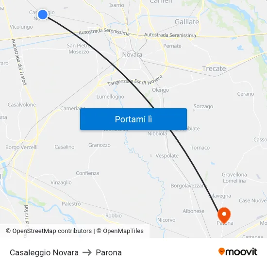 Casaleggio Novara to Parona map