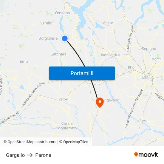 Gargallo to Parona map