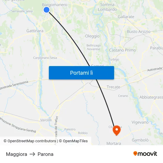 Maggiora to Parona map