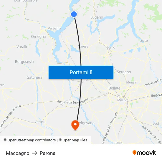 Maccagno to Parona map