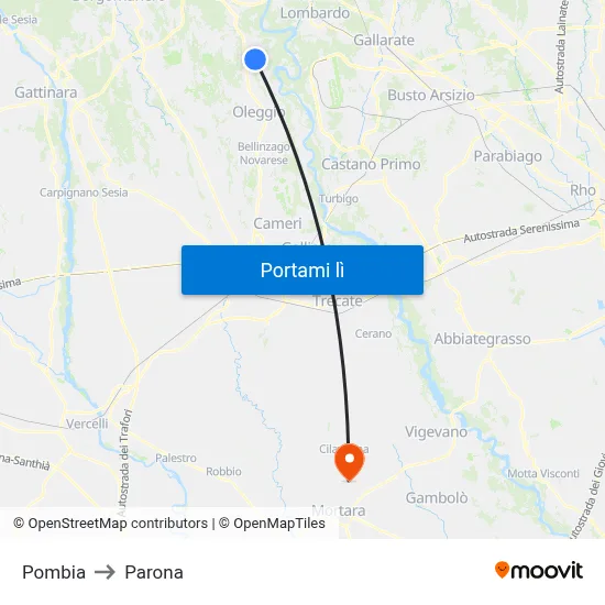 Pombia to Parona map