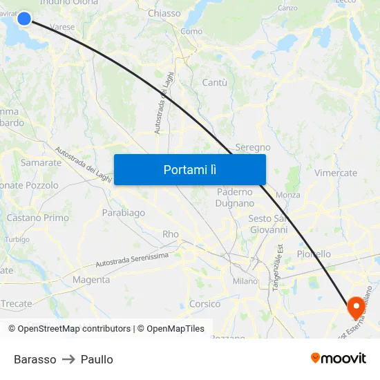 Barasso to Paullo map