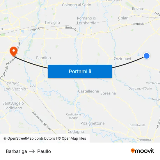 Barbariga to Paullo map