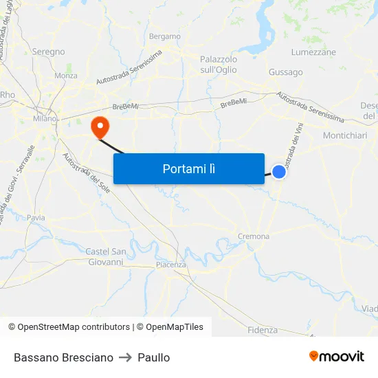 Bassano Bresciano to Paullo map