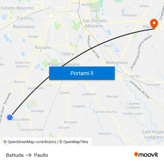 Battuda to Paullo map