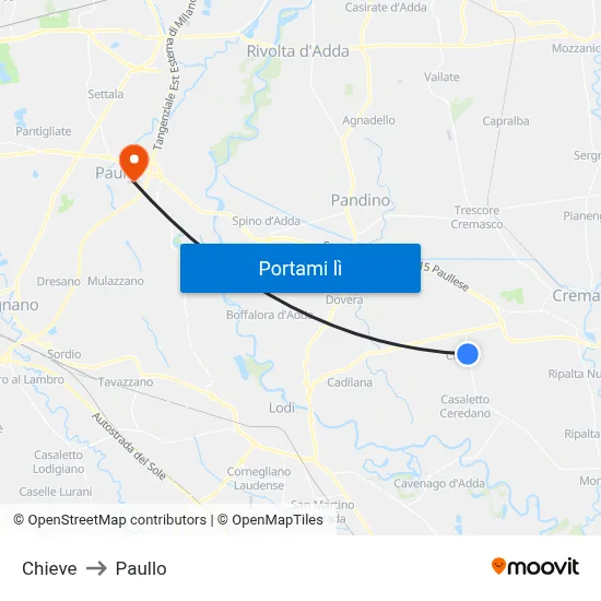 Chieve to Paullo map