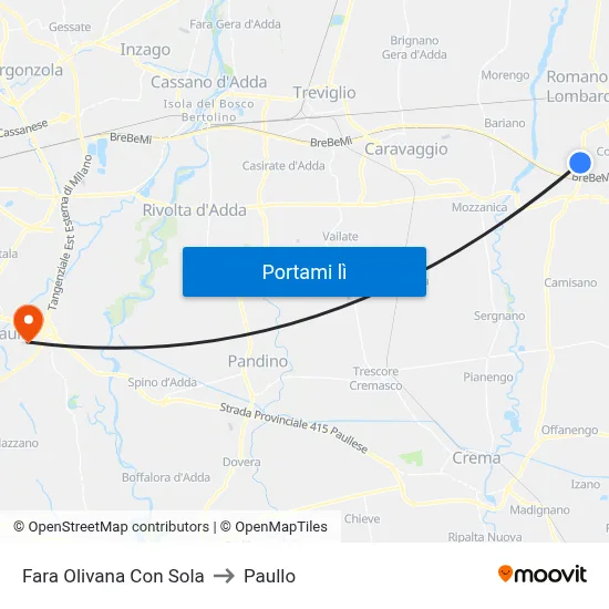 Fara Olivana Con Sola to Paullo map