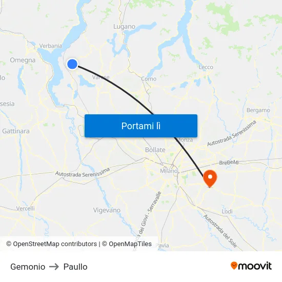 Gemonio to Paullo map