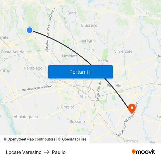 Locate Varesino to Paullo map