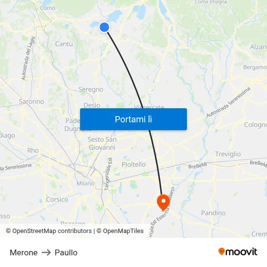 Merone to Paullo map