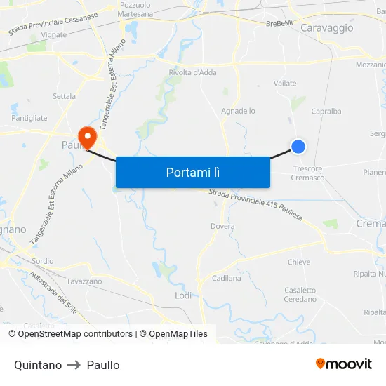 Quintano to Paullo map