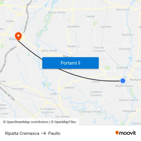 Ripalta Cremasca to Paullo map
