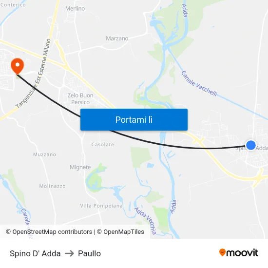 Spino D' Adda to Paullo map