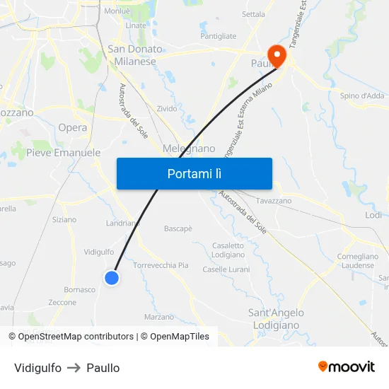 Vidigulfo to Paullo map