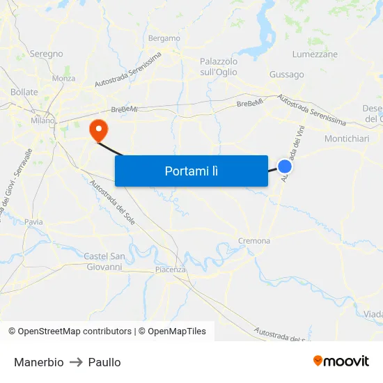 Manerbio to Paullo map