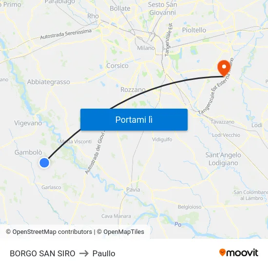 BORGO SAN SIRO to Paullo map