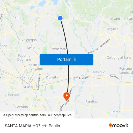 SANTA MARIA HO? to Paullo map