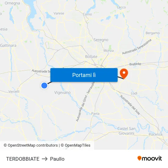 TERDOBBIATE to Paullo map