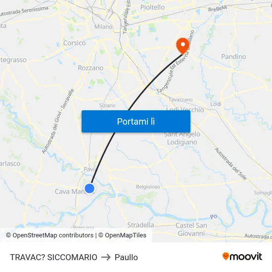 TRAVAC? SICCOMARIO to Paullo map