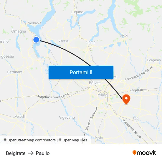 Belgirate to Paullo map