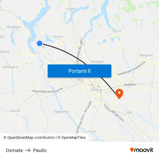 Osmate to Paullo map