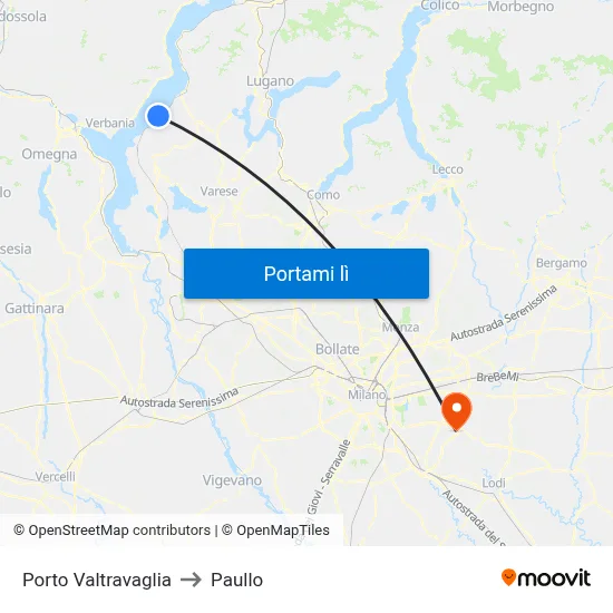Porto Valtravaglia to Paullo map