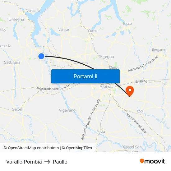 Varallo Pombia to Paullo map