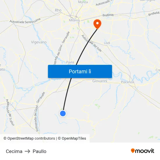 Cecima to Paullo map