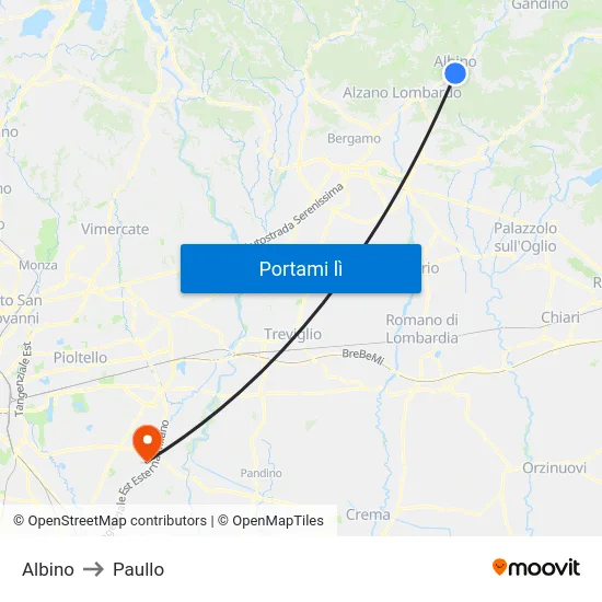 Albino to Paullo map