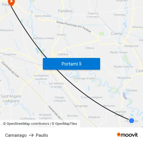 Camairago to Paullo map