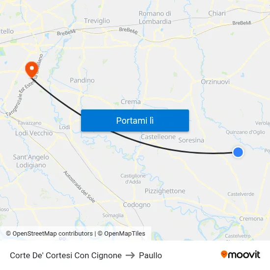 Corte De' Cortesi Con Cignone to Paullo map