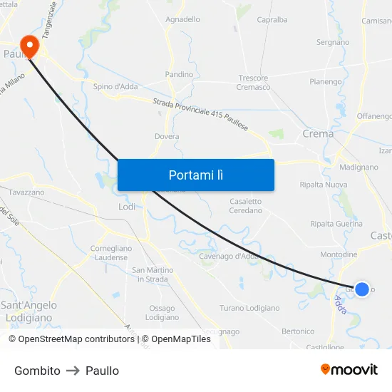 Gombito to Paullo map