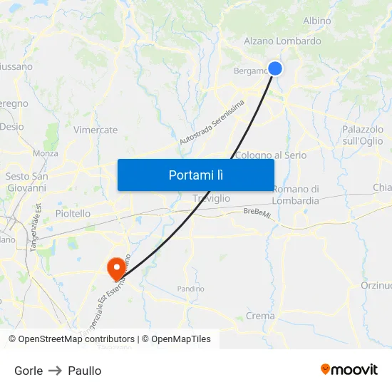 Gorle to Paullo map